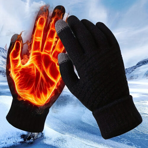 1 Pair Thermal Winter Gloves – Touchscreen Compatible, Thickened  Sports Gloves for Cycling, Hiking & Outdoor Activities, Solid Color Cold Weather Hand Warmers, Touchscreencompatible Material, Lifestyle