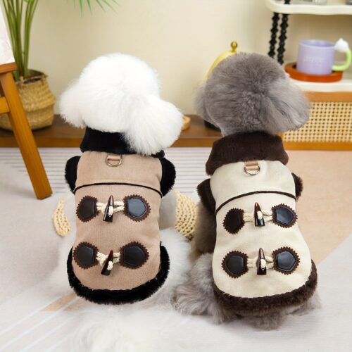 Winter Teddy Cat and Dog Coats | Faux Suede, Polyester Filling, British Style, Thick Warmth, Snap Button Closure, Woven Fabric