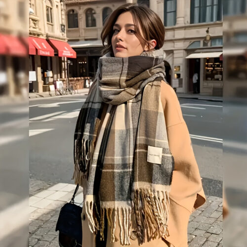 [Vintage Plaid Scarf] Maillard Women’S Vintage Plaid Scarf – Geometric Pattern, Warm & Stylish Winter Accessory, Versatile for Casual or Formal Outfits, Hand Wash or Dry Clean, Perfect for Fall and Winter, Winter Fashion Accessory | Vintage Plaid Scarf |