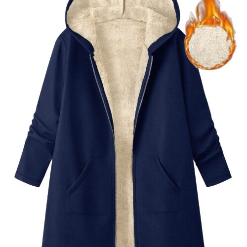 Plus Size, Popular Winter Women’s Warm Plush Pocket Hooded S Jacket