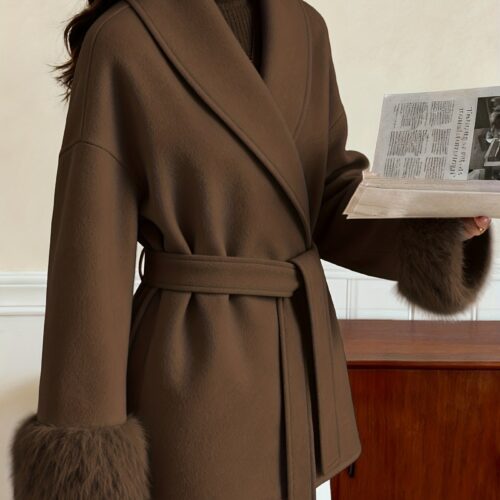 Women’s Fashion Elegant Furry Sleeve Coat Autumn Winter Women’s Clothing