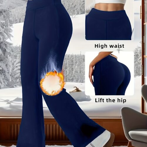 Women’S High-Waisted Stretchy Flared Pants – Smooth Fabric, Skin-Friendly And Soft – Butt-Lifting Shaping Leggings, Outdoor Slightly Flared Pants – a Fashionable Essential for Winter.