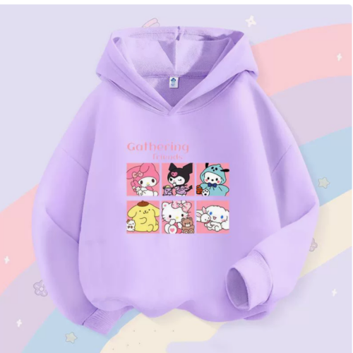 Hello Kitty 2025, cute cartoon children’s hoodie, warm for autumn and winter, fashionable and versatile hoodie for boys and girls