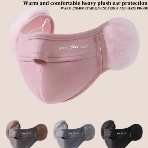 2-in-1 Winter Warm Mask with Ears – Reusable Windproof & Cold-Proof Face Cover, Breathable Suitable for Outdoor, Commuting, and Cold Weather, Lining & Ear Muffs