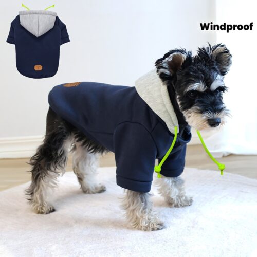 IPc Basicpet Hoodie Coat With Exquisite Leather Label oft and Cozy kitwear for Small Midde Dogs, Windproof Warm pupy Winter Apparel for schnauzer Yorkshire