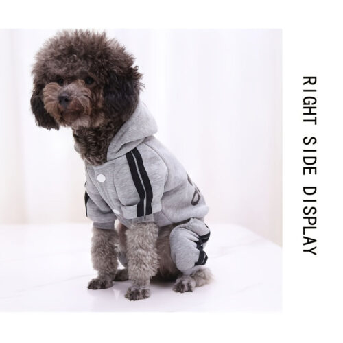 All-Season Button-Front Dog Sweater Jacket for Small Medium Large Breeds – Grey Coat with White Piping, Hand Washable Warm Winter Spring Fall Outfit for Pomeranian, Chihuahua, Shih Tzu & Poodle (Pet Clothing)