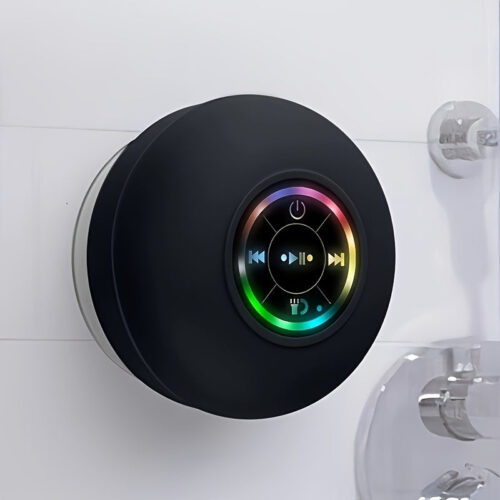 LED Bathroom Speaker – Wireless, USB Rechargeable, 2-Hour Playtime, HD Sound Quality, IPX-4, Button Control, Suction Cup Mount