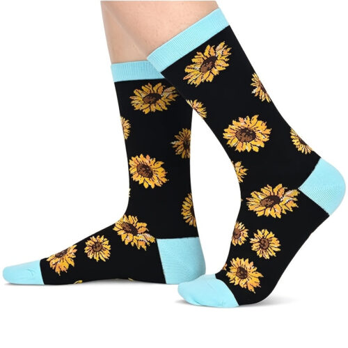 1 Pair Unisex Blend Mid-Calf Socks, Plant and Alphabet Patterns, Casual Sports Fun Novelty Jacquard Floor Socks, Breathable Knit Fabric, Hand Washable – Polyester 85%, Spandex 15%