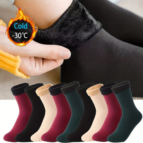 2/6pcs Unisex Winter Thermal Socks, Thickened Warm Lining, Moisture-Wicking & Breathable Mid-Calf Socks for Skiing, Snowboarding, Hiking, Solid Color Design, Hand Wash/Dry Clean, Essential for Cold Weather, Winter Accessories, Cold Weather Gear