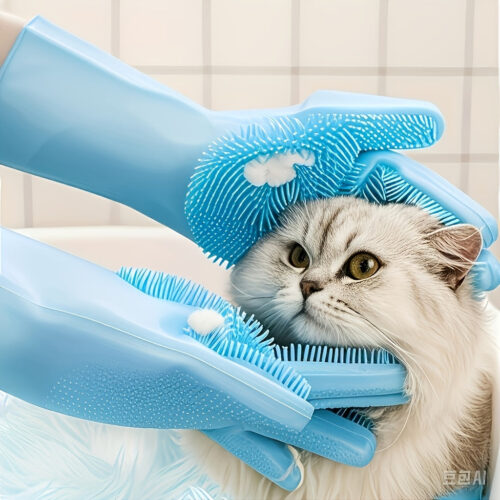 2pcs Pet Bath Massage Brush with Dense Soft Bristles – Gentle Deshedding & Hair Removal for Dogs/Cats, Anti-Slip Grip Suitable for Puppies/Kittens & Adult Pets, Soothes Sensitive Light Beige, Reduces Shedding, All-Season Grooming