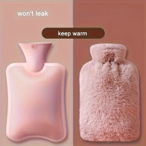 1pc 1000ml/ 2000ml Large Capacity Plush Hot Water Bag: PVC Material, Hand Warmer Perfect for Bed