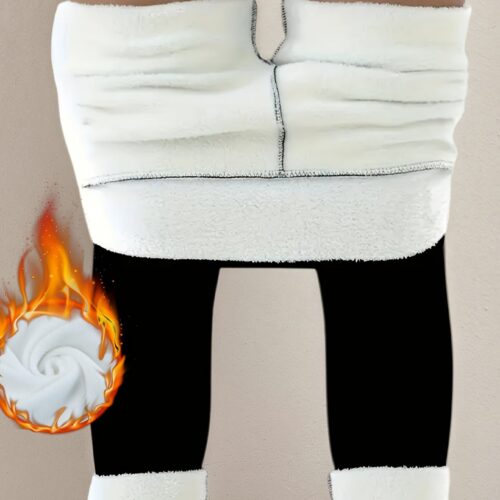 Women’s high-waisted -lined thermal leggings soft comfortable winter warm yoga pants thickened autumn/winter long pants with elastic waistband casual solid color suitable for cold weather and outdoor activities snow pants