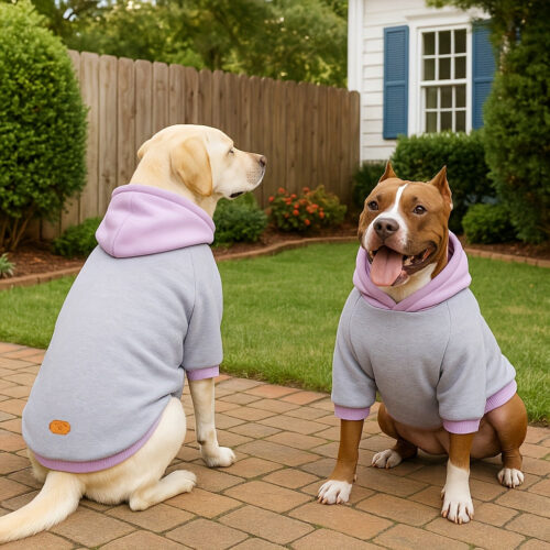 1PC All-Season Pet Hoodie for Medium/Large Dogs – Machine Washable, Knitted Polyester Fabric, Thick Warm Pullover Coat for Labrador, Rottweiler, Beagle