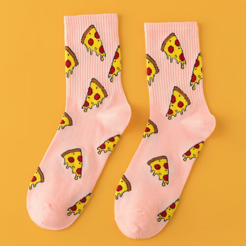 1 Pair Pizza Socks – Funny Novelty Pizza-Themed Socks with Pepperoni & Veggie Toppings, Cute Matching Footwear for Men & Women, All-Season Comfortable Socks for Parties, Gifts, Casual Wear