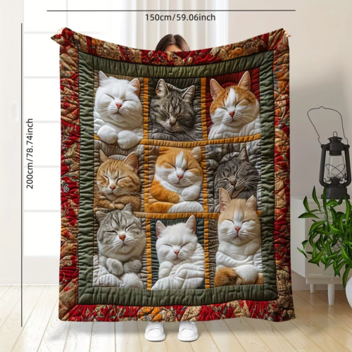 Cozy Cat Lover’s Plush Fleece Throw Blanket – Perfect for Sofa Naps, Office Breaks & Christmas DecorCozy Cat Lover’s Plush Fleec