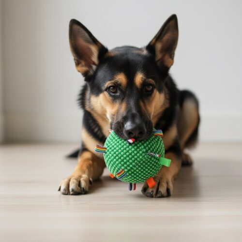 Heavy-Duty Chew-Resistant Dog Ball with Bell – Interactive Tug-of-War, Non-Toxic Soft Training Ball for Aggressive Chewers, All Breeds & Sizes, Indoor/Outdoor Fetch, Durable Polyester Puppy teething toy for Mental Stimulation & Exercise, Playful Design, S
