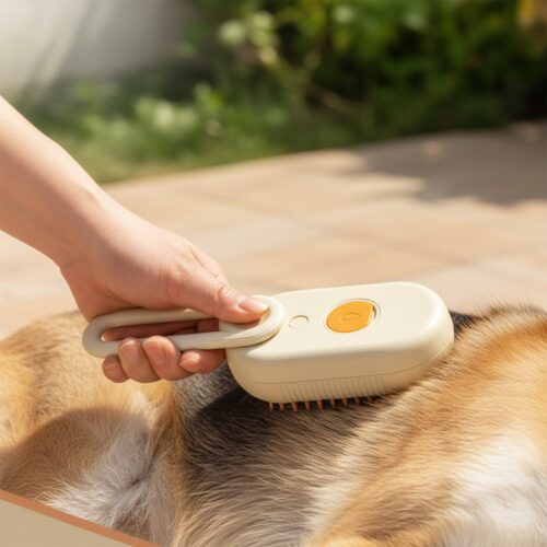 1pc MIAOQUANJI 3-in-1 Rechargeable Cat & Dog Hair Removal Steam Comb with Bristles & Steam Technology – Pet Hair Shaver Suitable for Dogs and Cats, Massaging Grooming